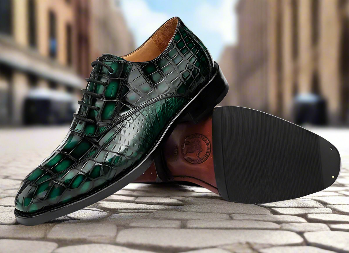 HANDMADE leather Sipriks Green Crocodile Skin Dress Oxfords Shoes Of Luxury Men.