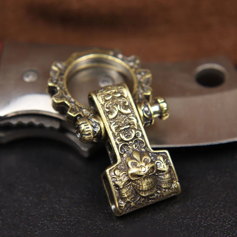 Skull Head Brass Buckle EDC Outdoor DYI