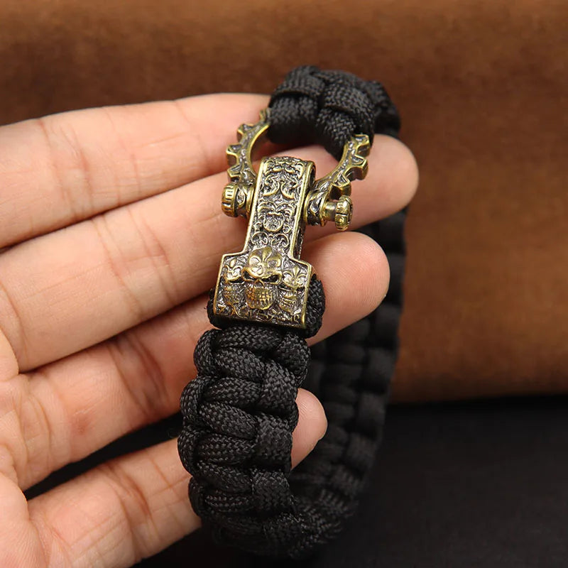 Skull Head Brass Buckle EDC Outdoor DYI